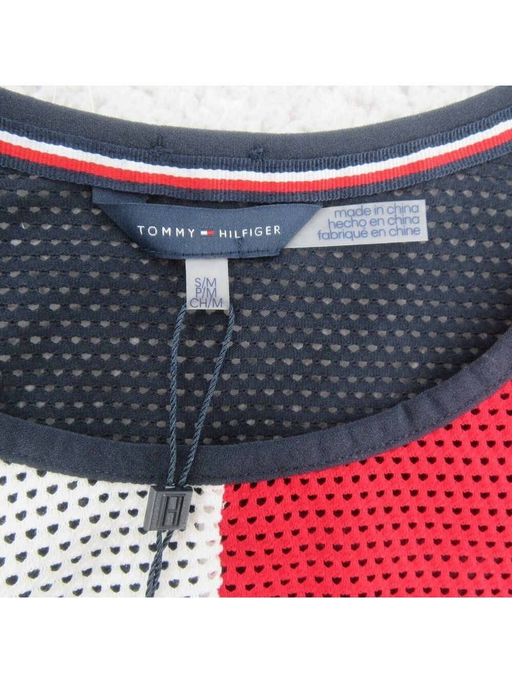 Tommy Hilfiger Swim Dress Cover Up Mesh Navy Blue Red White Size L/XL NEW $78 - Picture 8 of 10